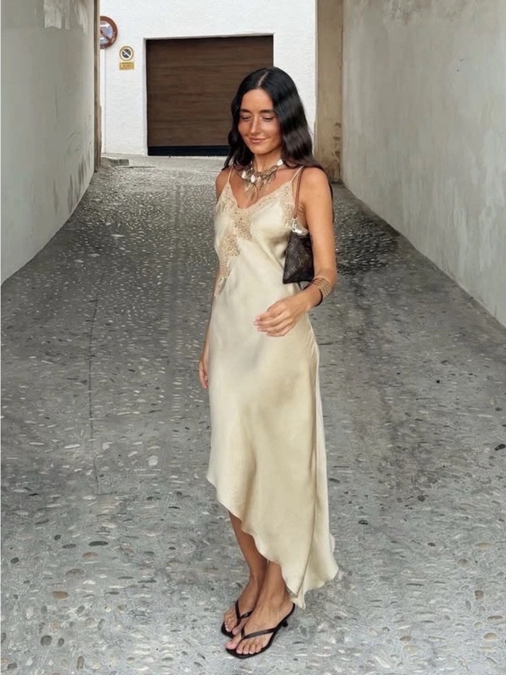 ZARA ZW COLLECT ASYMMETRIC SATIN DRESS